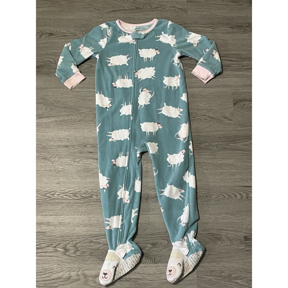 Carters Baby Girl Fleece Zippered One Piece Footie Pajama Sheep Print 4T